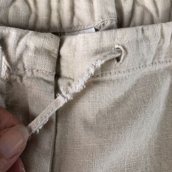 Liz Wear Liz Clairborne Beige Wide Leg Elastic Waist Draw String Cropped Pants M - Picture 10 of 16